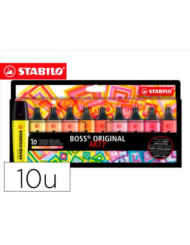 Rotulador Stabilo Boss Fluorescente 70 Arty Line Colores Calidos Estuche Carton De 10 Unidades Colores
