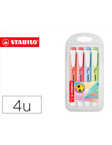 Rotulador Stabilo Fluorescente Fino Swing Cool Pastel Estuche De 4 Unidades Colores Surtidos