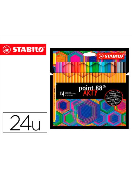 Rotulador Stabilo Point 88 Punta De Fibra Arty Line Estuche Carton De 24 Unidades Colores Surtidos