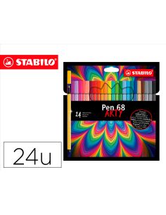 Rotulador Stabilo Acuarelable Pen 68 Arty Line 1 Mm Estuche Carton De 24 Unidades Colores Surtidos