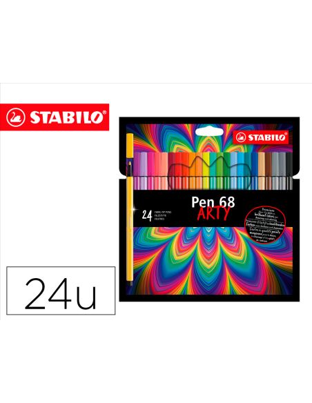 Rotulador Stabilo Acuarelable Pen 68 Arty Line 1 Mm Estuche Carton De 24 Unidades Colores Surtidos