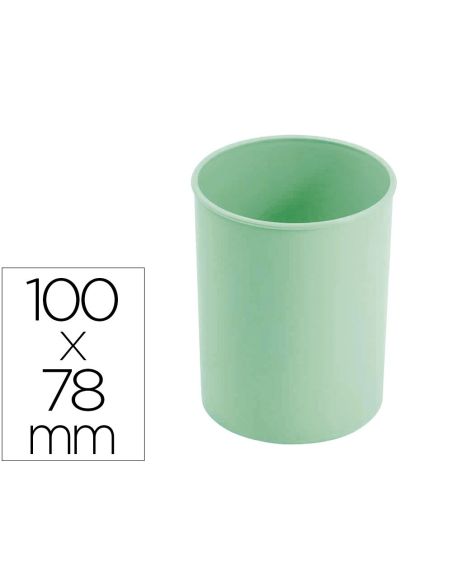 Cubilete Portalapices Faibo Verde Pastel Opaco Plastico Diametro 78 Mm Alto 100 Mm