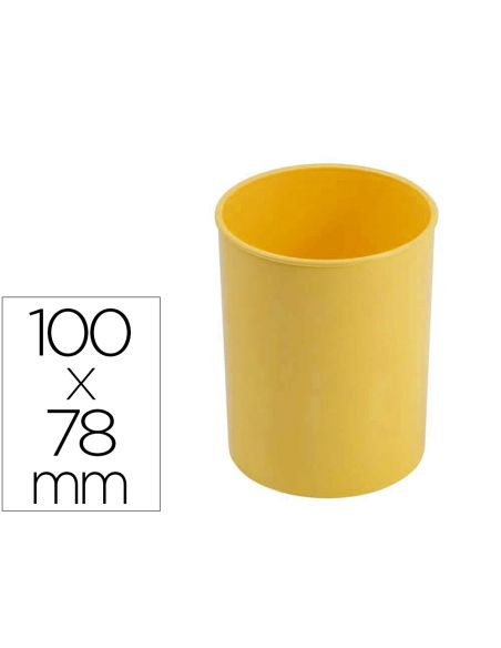 Cubilete Portalapices Faibo Amarillo Pastel Opaco Plastico Diametro 78 Mm Alt0 100 Mm