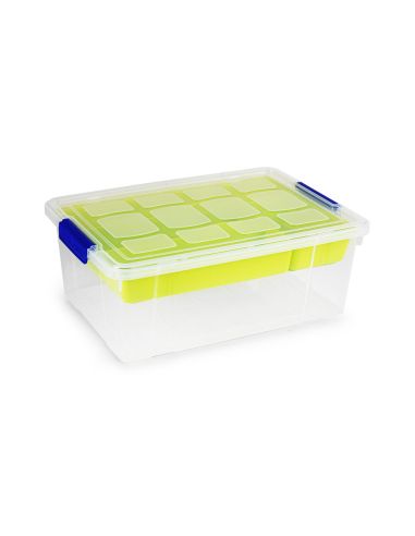 Contenedor Plastico Plasticforte 9 Litros N 31 Transparente Con Tapa Y Bandeja 260X370X140 Mm