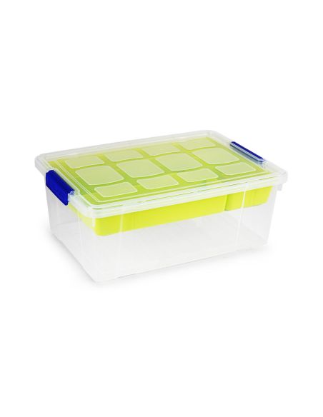 Contenedor Plastico Plasticforte 9 Litros N 31 Transparente Con Tapa Y Bandeja 260X370X140 Mm