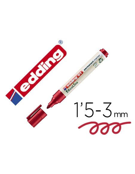 Rotulador Edding 21 Marcador Permanente Ecoline 90% Reciclado Color Rojo Punta Redonda 1,5-3 Mm Recargable