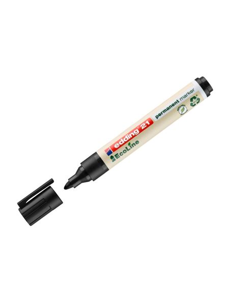 Rotulador Edding 21 Marcador Permanente Ecoline 90% Reciclado Color Negro Punta Redonda 1,5-3 Mm Recargable