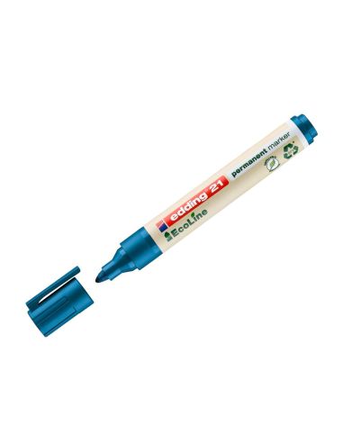 Rotulador Edding 21 Marcador Permanente Ecoline 90% Reciclado Color Azul Punta Redonda 1,5-3 Mm Recargable