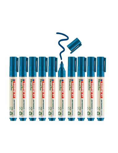 Rotulador Edding 21 Marcador Permanente Ecoline 90% Reciclado Color Azul Punta Redonda 1,5-3 Mm Recargable