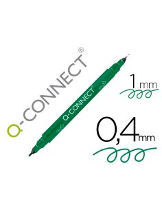 Rotulador Q-Connect Marcador Permanente Doble Punta Color Verde 0,4 Mm Y 1 Mm