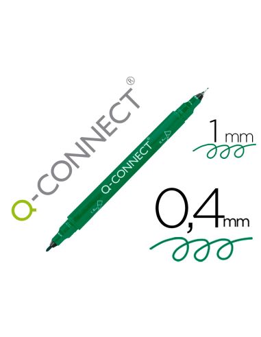 Rotulador Q-Connect Marcador Permanente Doble Punta Color Verde 0,4 Mm Y 1 Mm