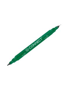 Rotulador Q-Connect Marcador Permanente Doble Punta Color Verde 0,4 Mm Y 1 Mm 2