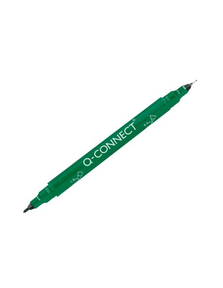 Rotulador Q-Connect Marcador Permanente Doble Punta Color Verde 0,4 Mm Y 1 Mm