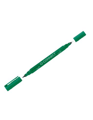Rotulador Q-Connect Marcador Permanente Doble Punta Color Verde 0,4 Mm Y 1 Mm