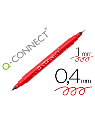 Rotulador Q-Connect Marcador Permanente Doble Punta Color Rojo 0,4 Mm Y 1 Mm