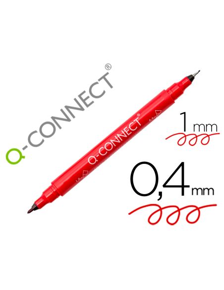 Rotulador Q-Connect Marcador Permanente Doble Punta Color Rojo 0,4 Mm Y 1 Mm