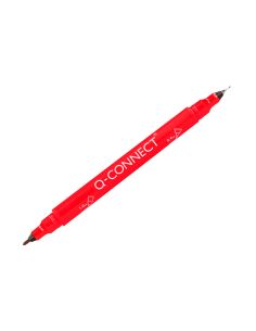 Rotulador Q-Connect Marcador Permanente Doble Punta Color Rojo 0,4 Mm Y 1 Mm 2
