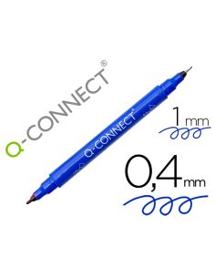 Rotulador Q-Connect Marcador Permanente Doble Punta Color Azul 0,4 Mm Y 1 Mm