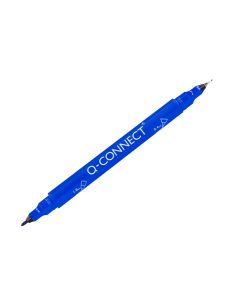 Rotulador Q-Connect Marcador Permanente Doble Punta Color Azul 0,4 Mm Y 1 Mm 2