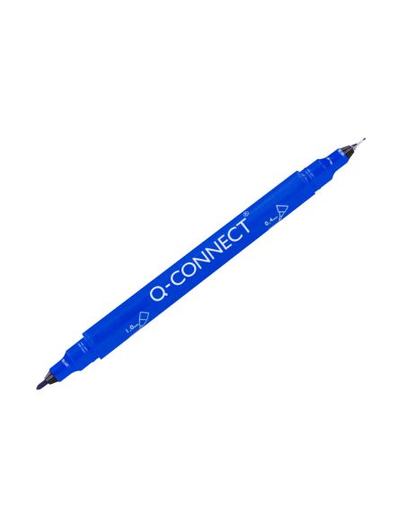 Rotulador Q-Connect Marcador Permanente Doble Punta Color Azul 0,4 Mm Y 1 Mm
