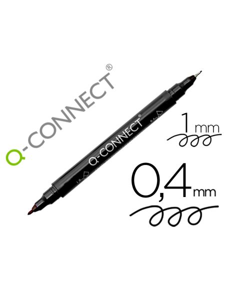 Rotulador Q-Connect Marcador Permanente Doble Punta Color Negro 4 Mm Y 1 Mm