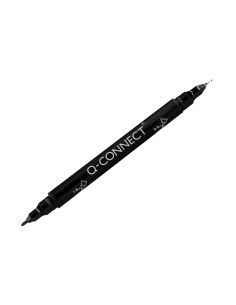Rotulador Q-Connect Marcador Permanente Doble Punta Color Negro 4 Mm Y 1 Mm 2