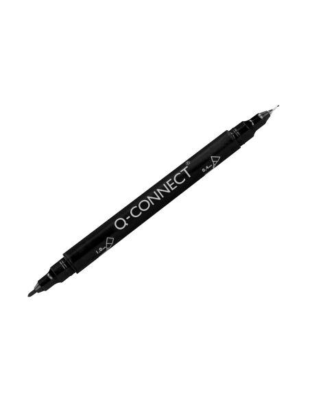 Rotulador Q-Connect Marcador Permanente Doble Punta Color Negro 4 Mm Y 1 Mm