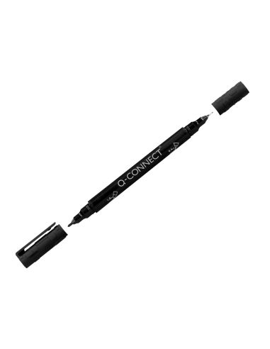 Rotulador Q-Connect Marcador Permanente Doble Punta Color Negro 4 Mm Y 1 Mm