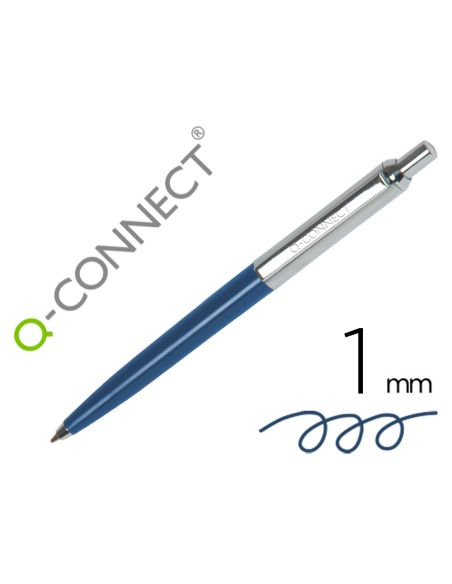 Boligrafo Q-Connect Premium Metalico Retractil Con Clip Color Azul Punta 1 Mm