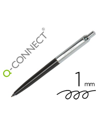 Boligrafo Q-Connect Premium Metalico Retractil Con Clip Color Negro Punta 1 Mm