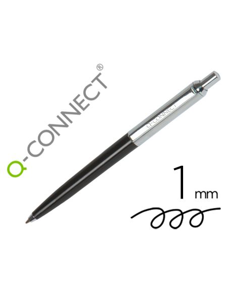 Boligrafo Q-Connect Premium Metalico Retractil Con Clip Color Negro Punta 1 Mm