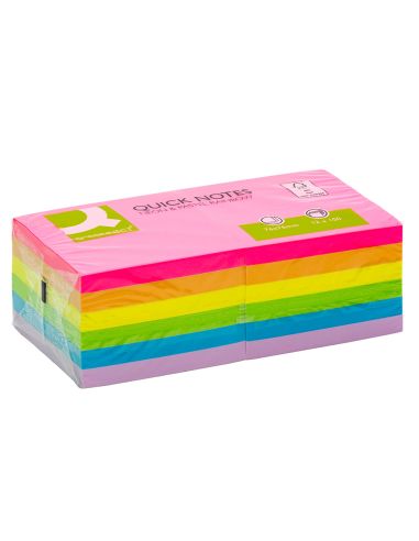 Bloc De Notas Adhesivas Quita Y Pon Q-Connect 76X76 Mm Fsc Colores Neon Y Pastel Surtidos