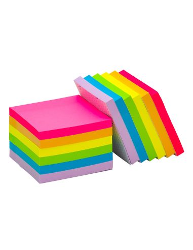 Bloc De Notas Adhesivas Quita Y Pon Q-Connect 76X76 Mm Fsc Colores Neon Y Pastel Surtidos