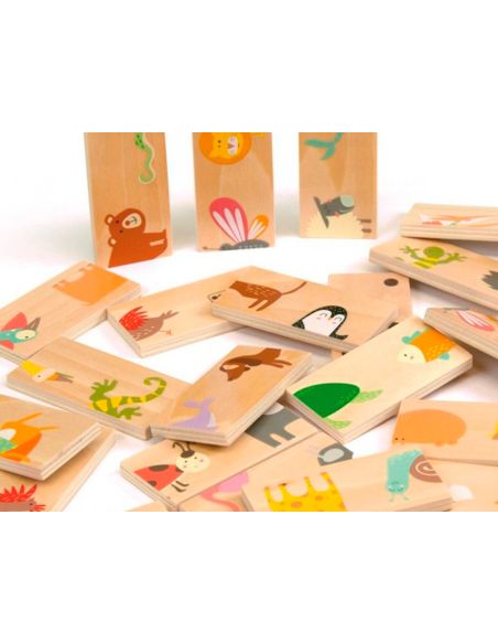 Puzle Andreutoys Domino Animales Madera 28 Piezas