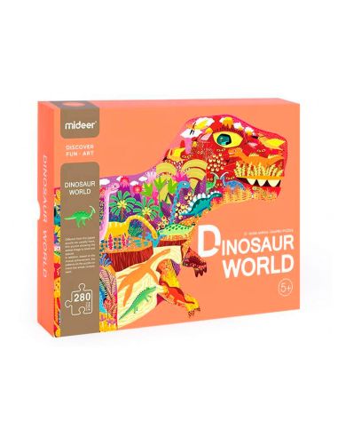 Puzle Mideer Mundo De Dinosaurios Con Forma Animal Grande 280 Piezas