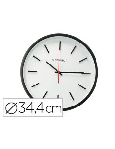 Reloj Q-Connect De Pared De Plastico Redondo 34,4 Cm Movimiento Silencioso Color Negro