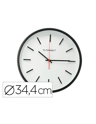 Reloj Q-Connect De Pared De Plastico Redondo 34,4 Cm Movimiento Silencioso Color Negro