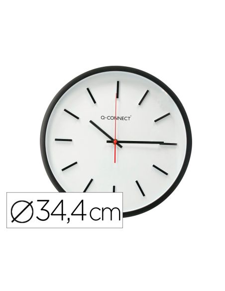 Reloj Q-Connect De Pared De Plastico Redondo 34,4 Cm Movimiento Silencioso Color Negro