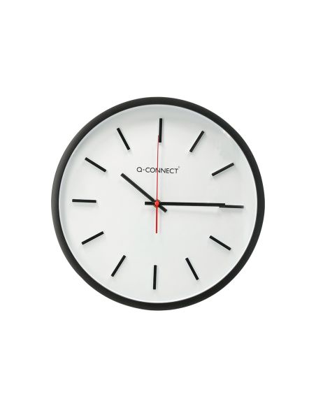 Reloj Q-Connect De Pared De Plastico Redondo 34,4 Cm Movimiento Silencioso Color Negro