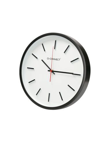 Reloj Q-Connect De Pared De Plastico Redondo 34,4 Cm Movimiento Silencioso Color Negro