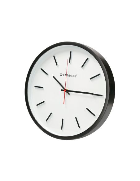 Reloj Q-Connect De Pared De Plastico Redondo 34,4 Cm Movimiento Silencioso Color Negro
