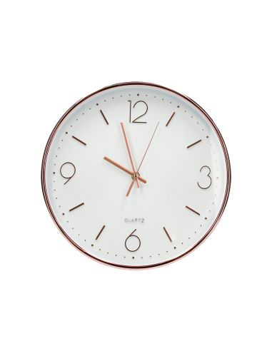 Reloj Q-Connect De Pared Metalico Redondo 30,5 Cm Movimiento Silencioso Color Rosa Dorado