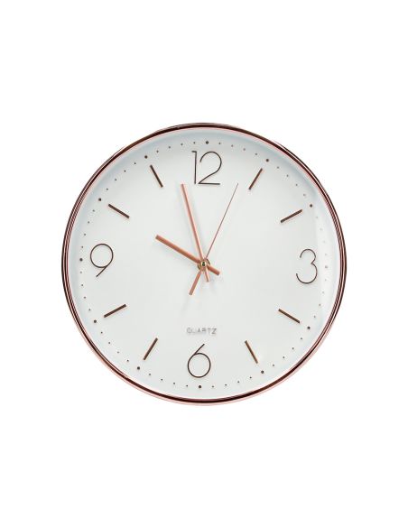 Reloj Q-Connect De Pared Metalico Redondo 30,5 Cm Movimiento Silencioso Color Rosa Dorado