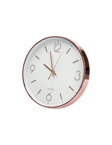 Reloj Q-Connect De Pared Metalico Redondo 30,5 Cm Movimiento Silencioso Color Rosa Dorado