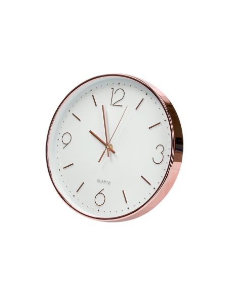 Reloj Q-Connect De Pared Metalico Redondo 30,5 Cm Movimiento Silencioso Color Rosa Dorado