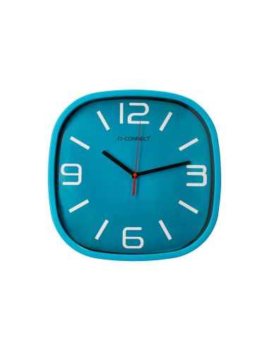 Reloj Q-Connect De Pared De Plastico Redondo 30 Cm Movimiento Silencioso Color Azul