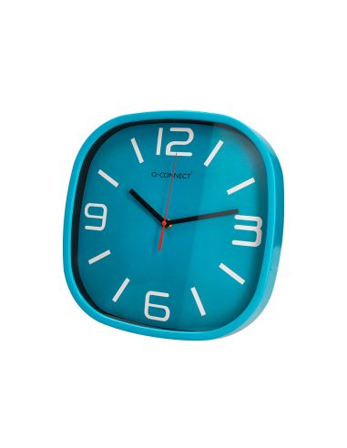 Reloj Q-Connect De Pared De Plastico Redondo 30 Cm Movimiento Silencioso Color Azul