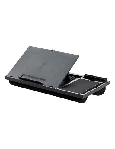 Soporte Q-Connect Ancho Para Portatil Movil Raton Hasta 17" Ajustable 7 Angulos Diferentes Color Negro