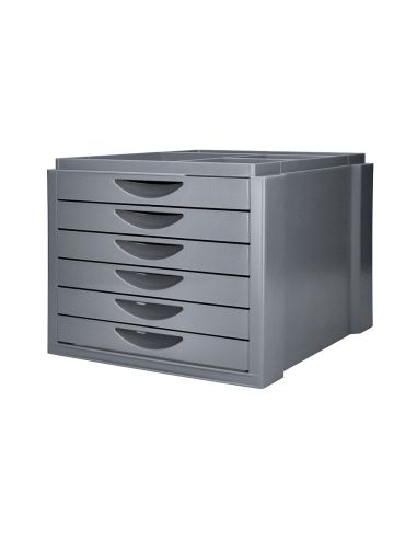 Fichero Cajones De Sobremesa Q-Connect Bandeja Organizadora Superior 6 Cajones Color Gris Opaco