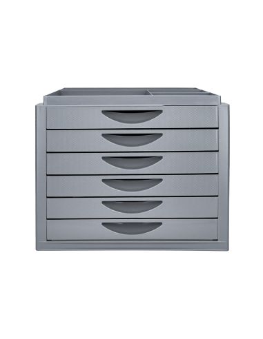 Fichero Cajones De Sobremesa Q-Connect Bandeja Organizadora Superior 6 Cajones Color Gris Opaco